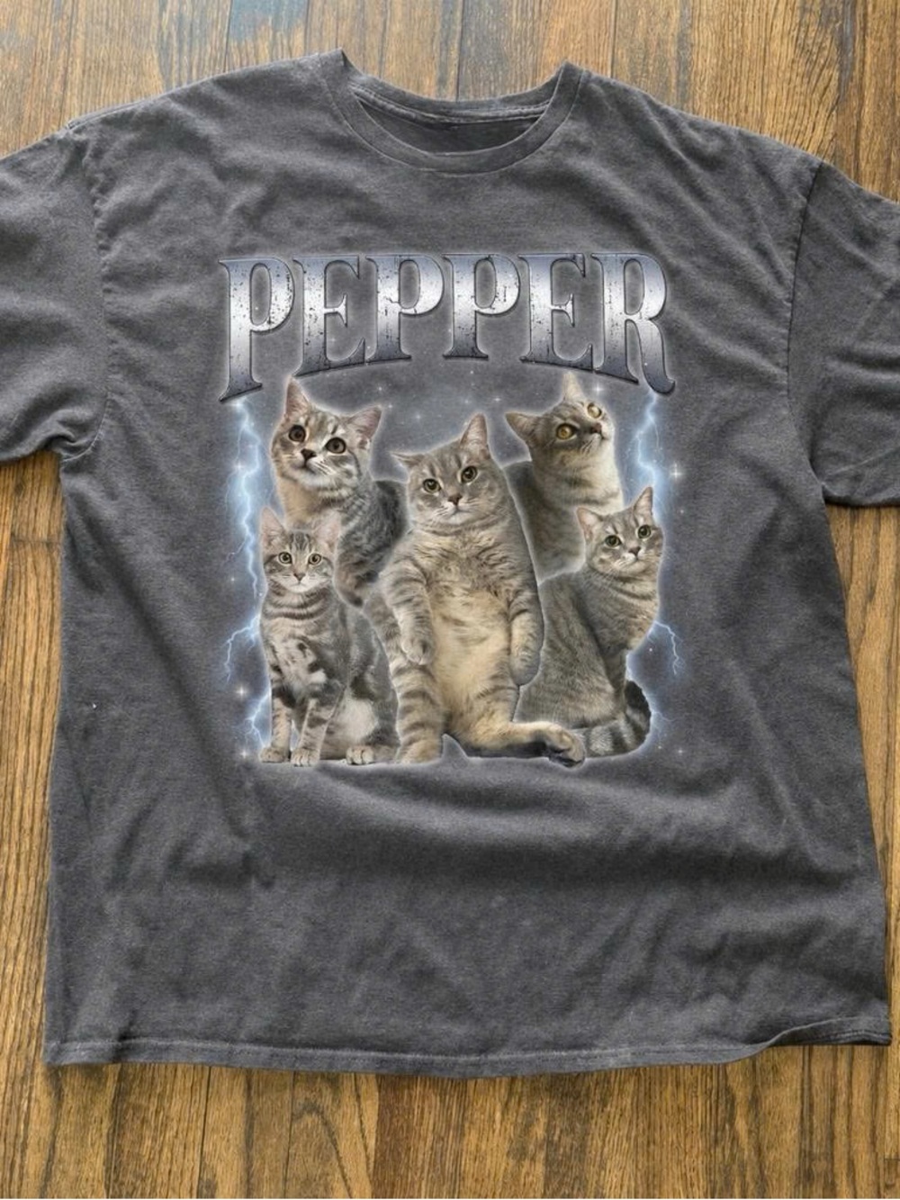 Gildan Cat Graphic Tee - Gray